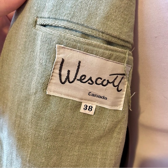 Early 70s True Vintage Brushed Green Sage Groovy Rocker Cotton Blazer Suit Coat - Picture 7 of 7